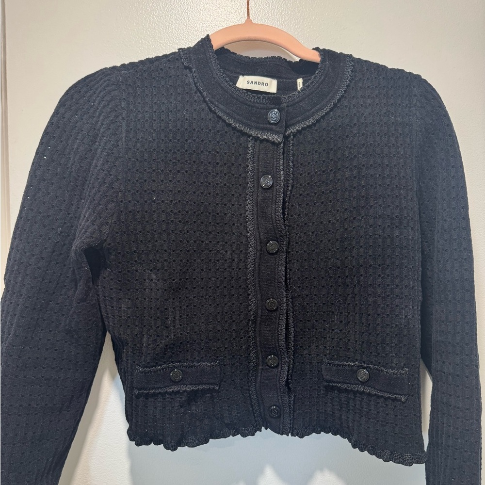 Sandro velvet ruffle cardigan size 2 (M)